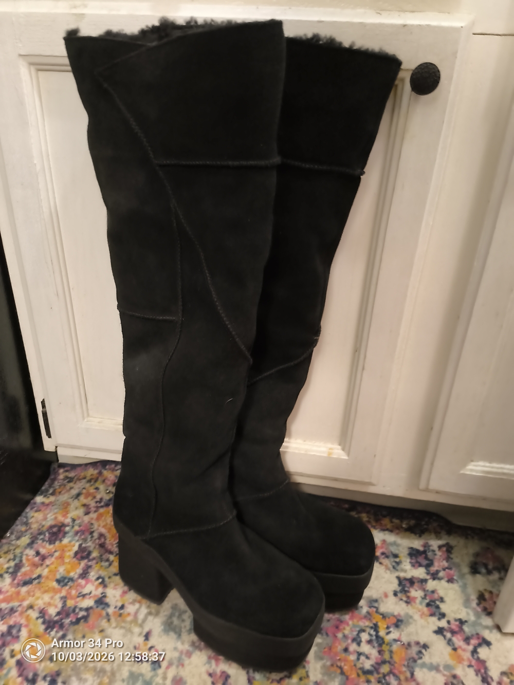 UGG Black Suede Over-the-Knee Platform Boots